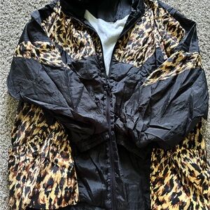 Vintage black and cheetah windbreaker